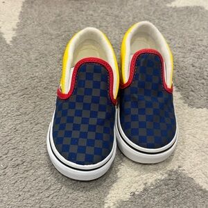 Vans Kids Navy Checkered Slip-On Sneakers size 9 Kids - Like New